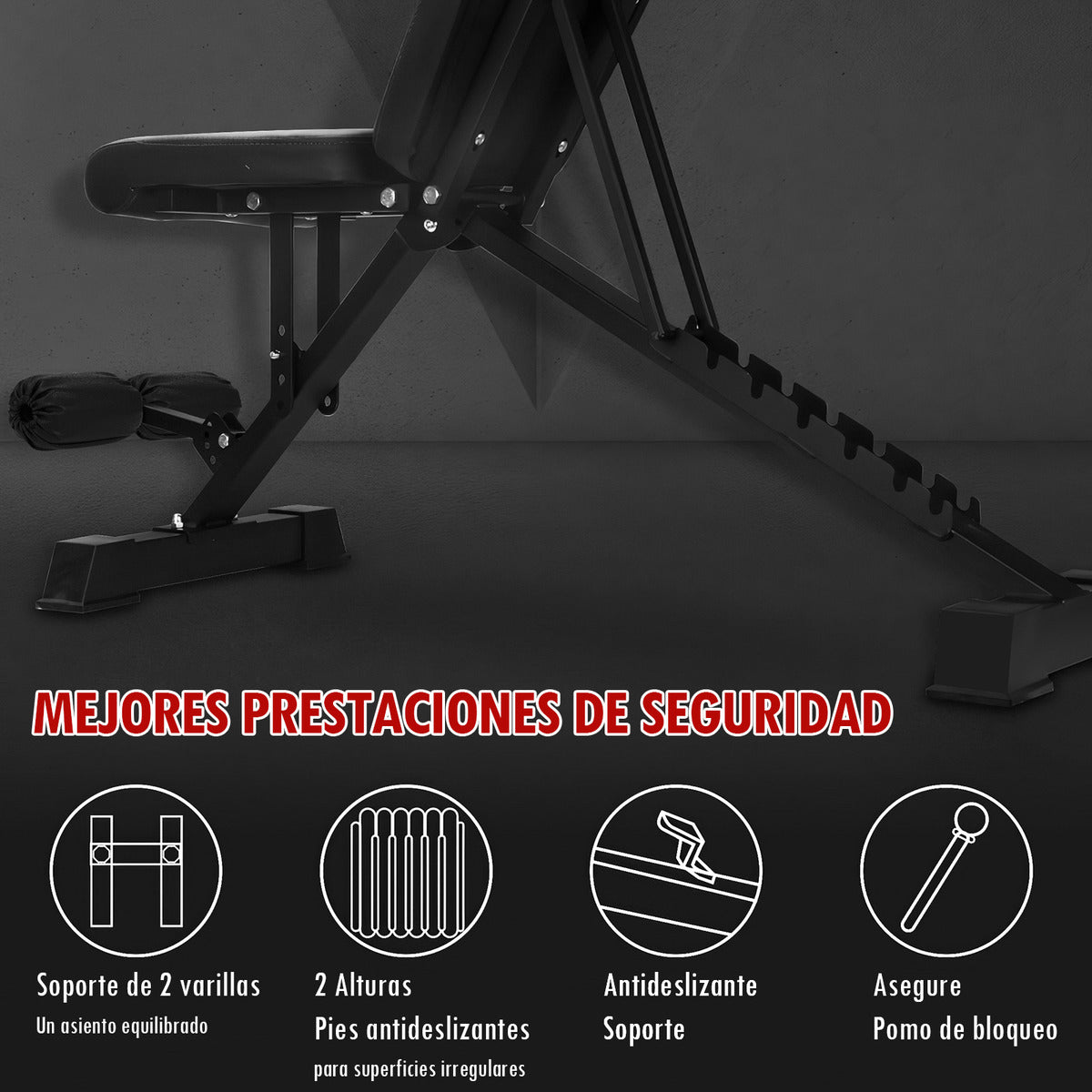 Banco Pesas Multiposiciones Plegable Ajustable Gym Ejercicio