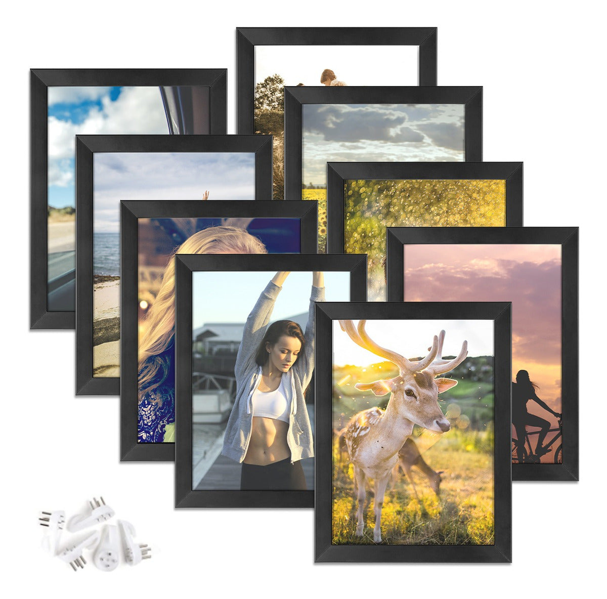 Set X 9 Cuadros Begônia Marco Negro