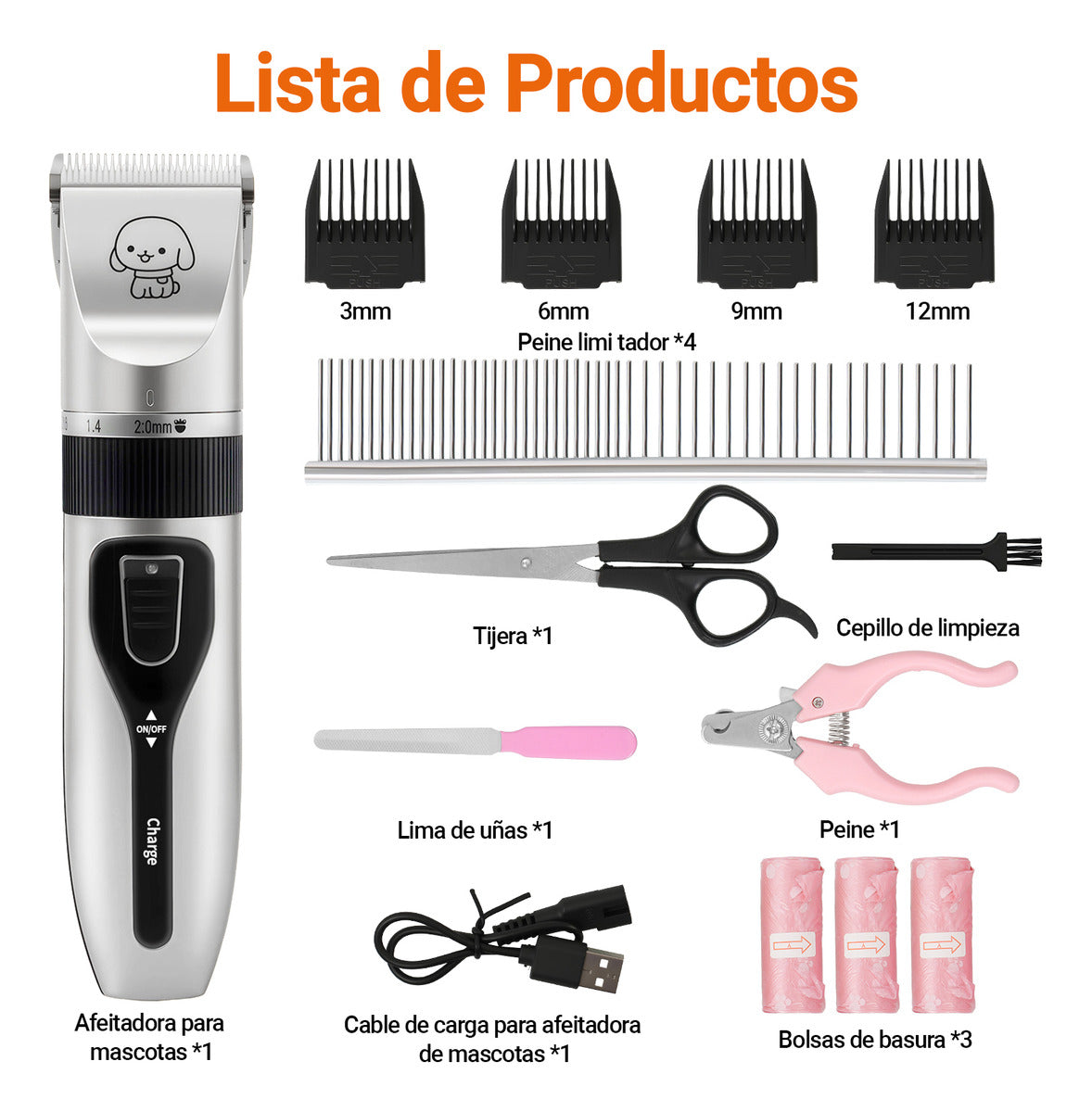 Kit Maquina Cortadora Perros Gatos Accesorios