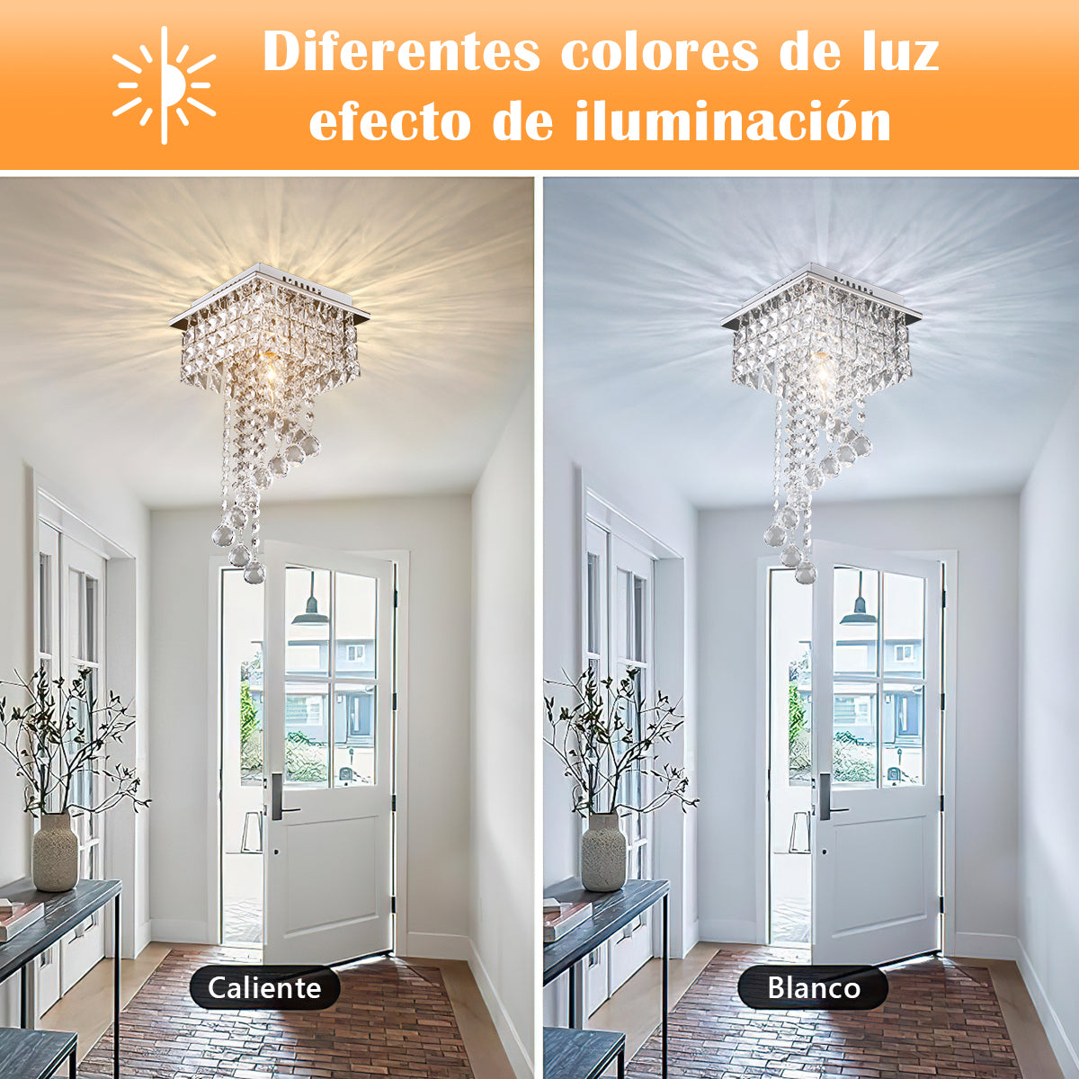 Lámpara Colgante Lámpara De Techo Cristal Metal Moderna
