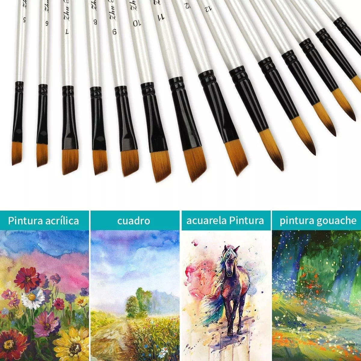 Juego De 24 Pinceles Para Acuarelas Hechos De Nailon