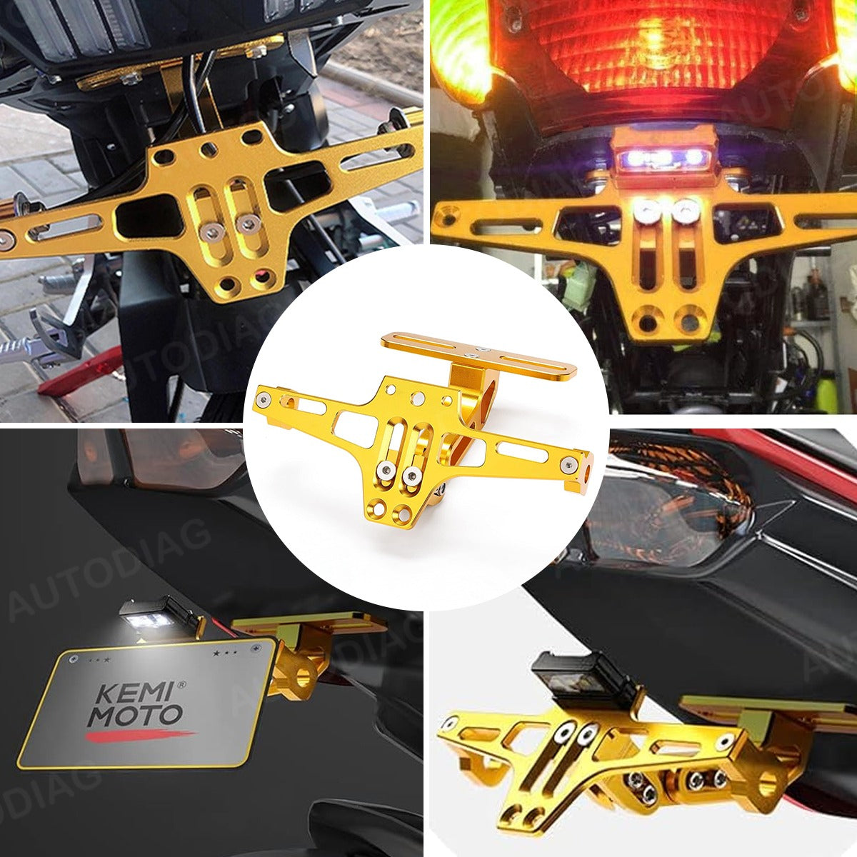 Soporte Placa Universal Para Moto Ajustable Con Luces Led