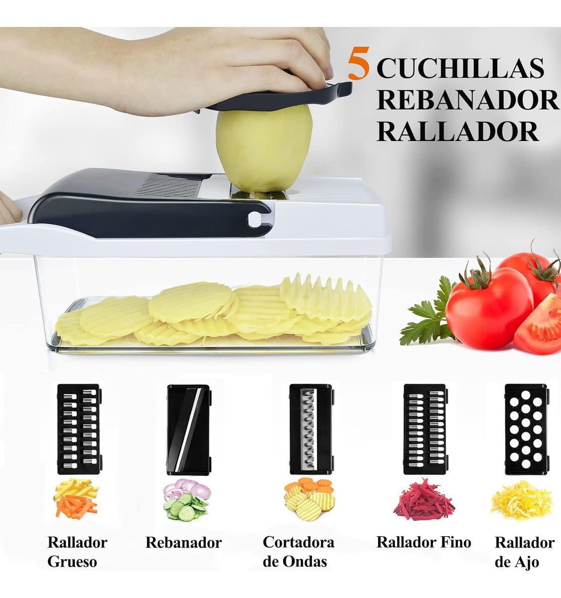 Kit De Picador De Verduras Rallador 22 In 1 Con Cesta+guante