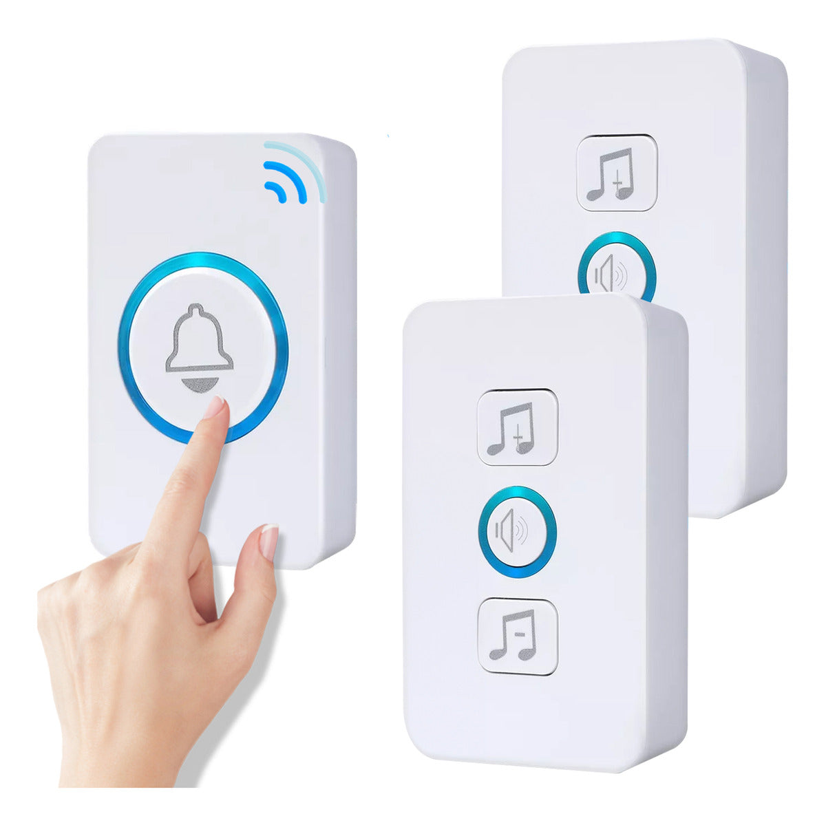 Timbre Inalámbrico Impermeable Con 1 Transmisor Y 2 Receptor