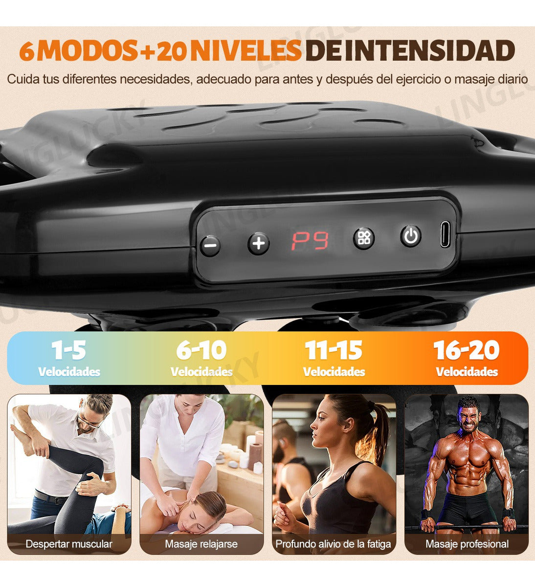 Pistola De Masaje De 6 Cabezas Y Relajador Muscular Fácil