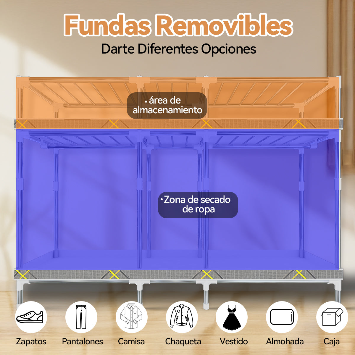 Closet Ropero Reforzado Portátil Aleación Pura 205cm Armable