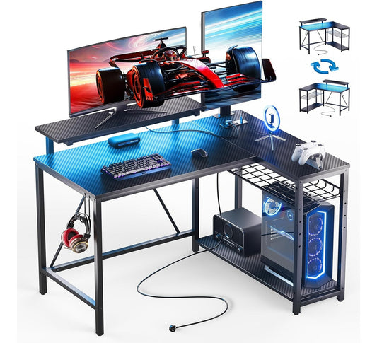 Escritorio De Oficina En Forma De L Con Luz Led Con Enchufe