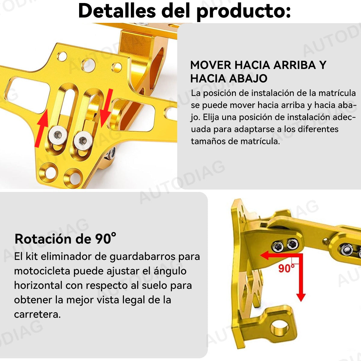 Soporte Placa Universal Para Moto Ajustable Con Luces Led