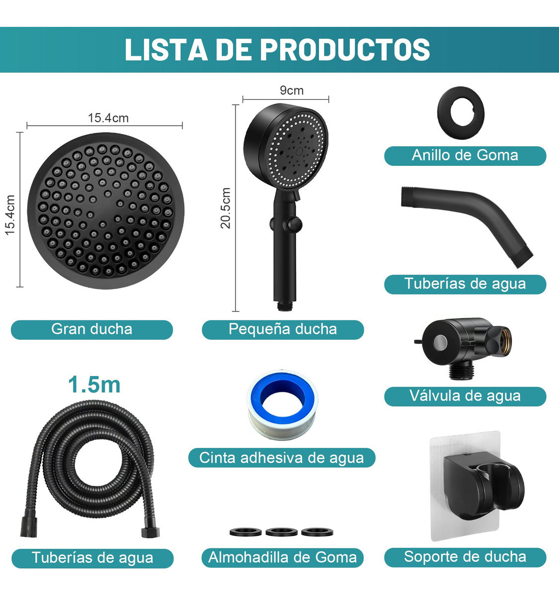 Regadera Redonda Tipo Lluvia 6''+ Ducha De Mano Alta Presión