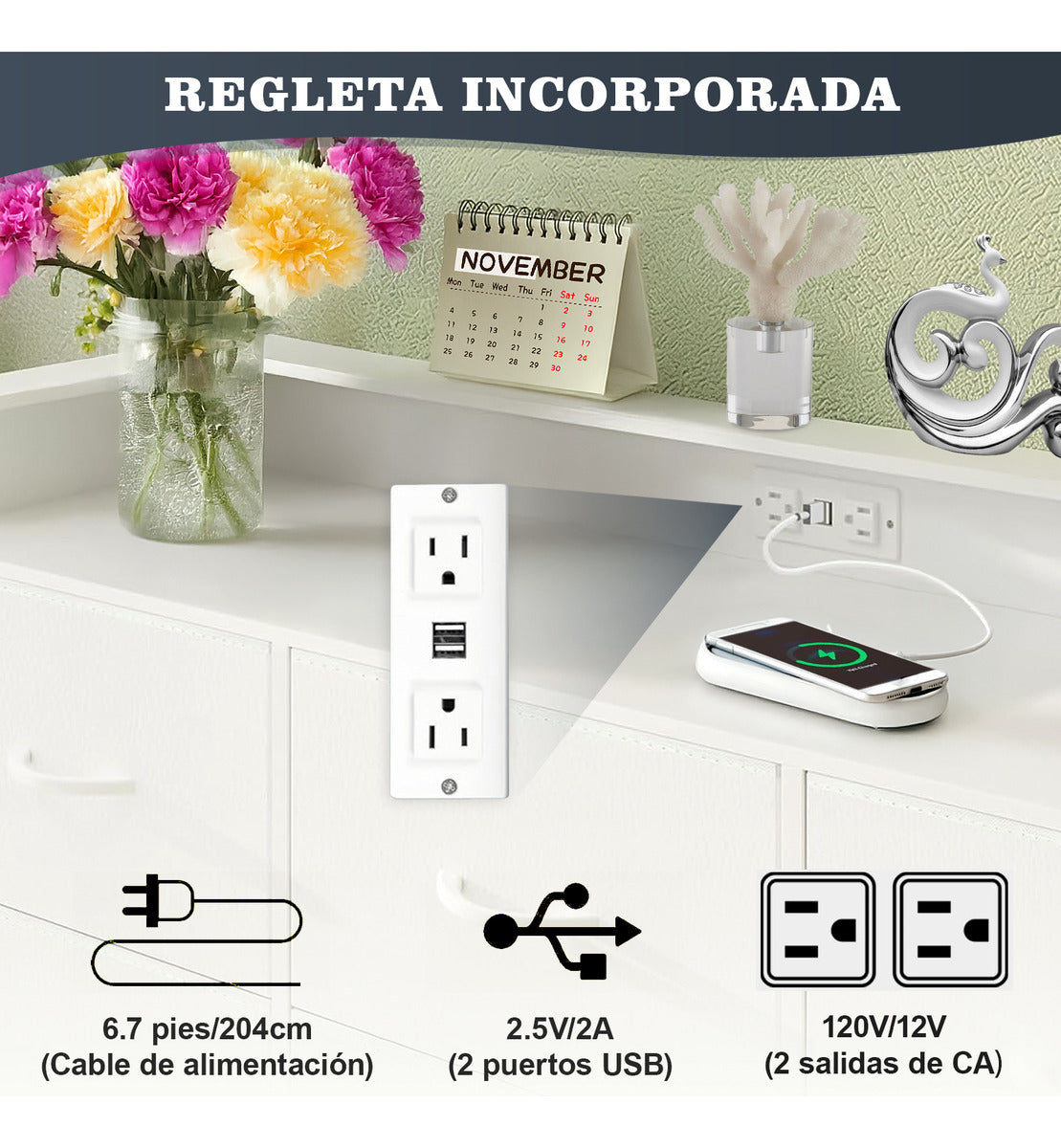 Cómoda Cajonera Mueblana, 3 Cajones, Madera, 60x23.5x80cm