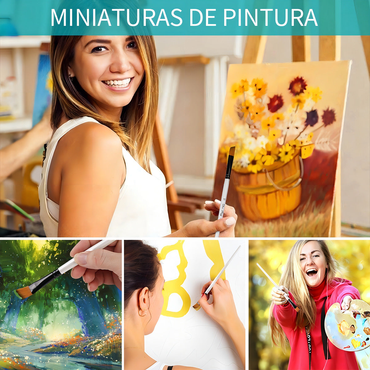 Zhu Ting Pinceles Oleo Papelería Kit 24