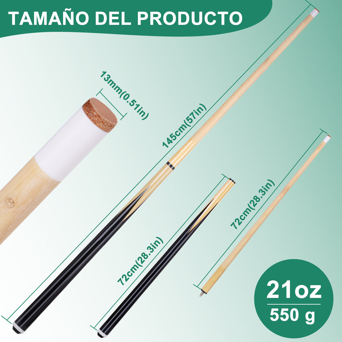 Linglucky Billiard Cue Stick Gift Set - Professional 1.45m Pool Cue With Diamond Pattern, 1.3cm Tip Diameter, 550g Weight, Includes Accessories