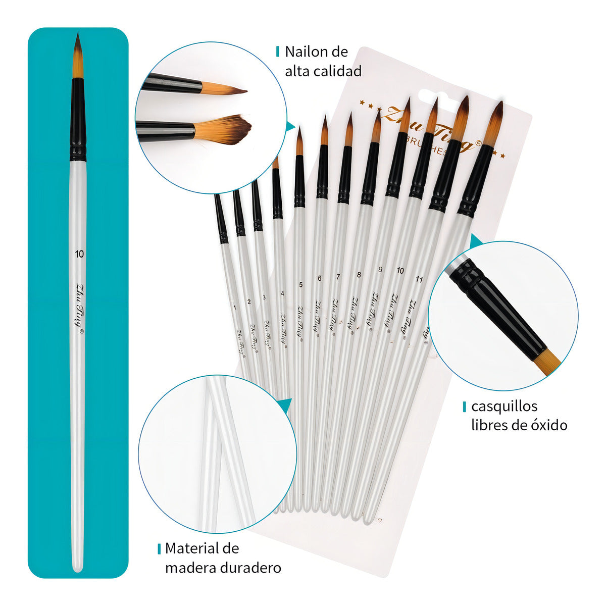 Zhu Ting Pinceles Oleo Papelería Kit 24