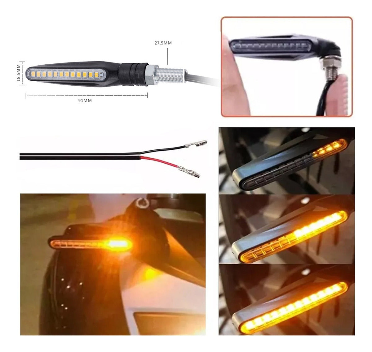 Soporte Placa Universal Para Moto Ajustable Con Luces Led