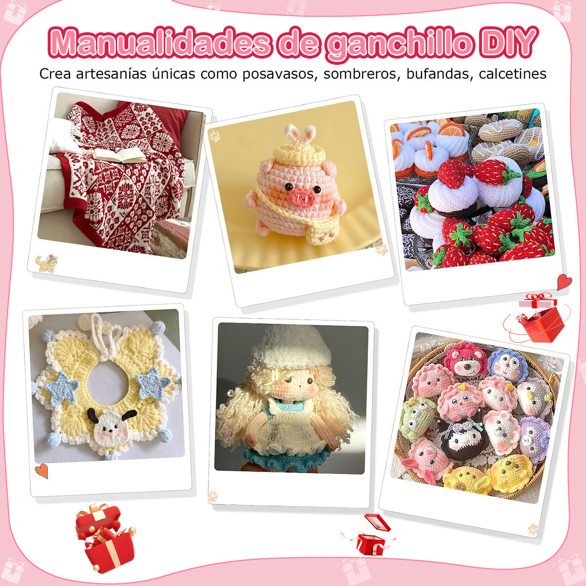 Safonus Pink Hook Needle Kit, Assorted Sizes, 8 Size, 14 Cm Length, Aluminum/plastic, Perfect For Sewing Projects, 10 Units Per Pack