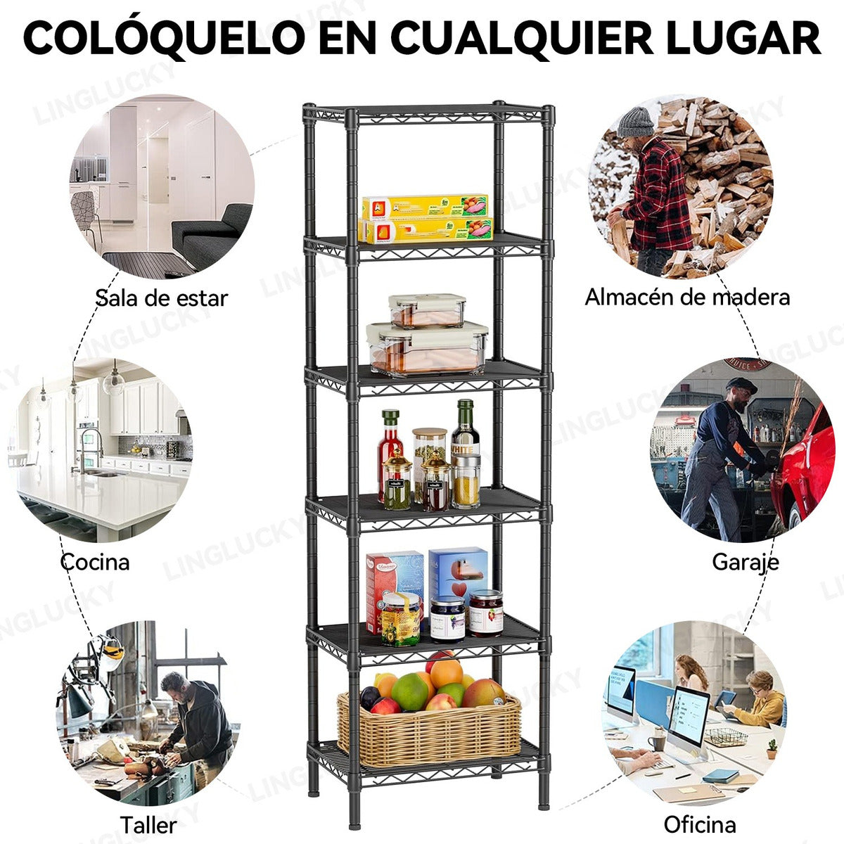 6 Niveles Hogar Anaqueles Cocina Estantes Baño Rack Metálico