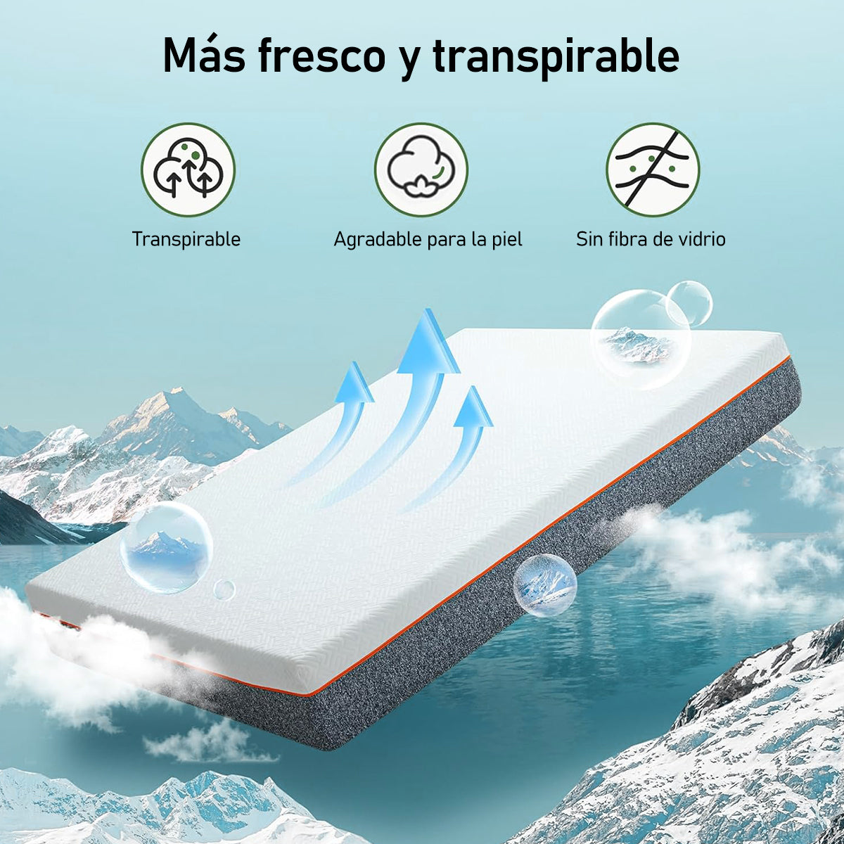 Colchoneta Memory Foam Matrimonial Sobre Colchón Fresca De 5