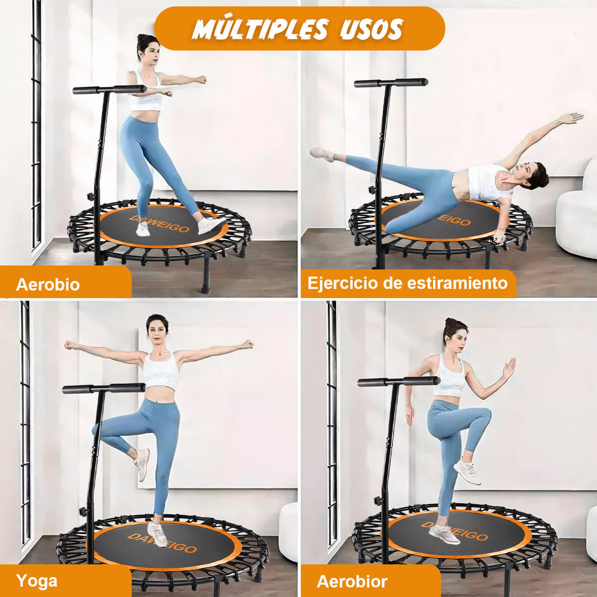 Trampolin Fitness 50in Aerobicos Ejercicio Con Agarradera
