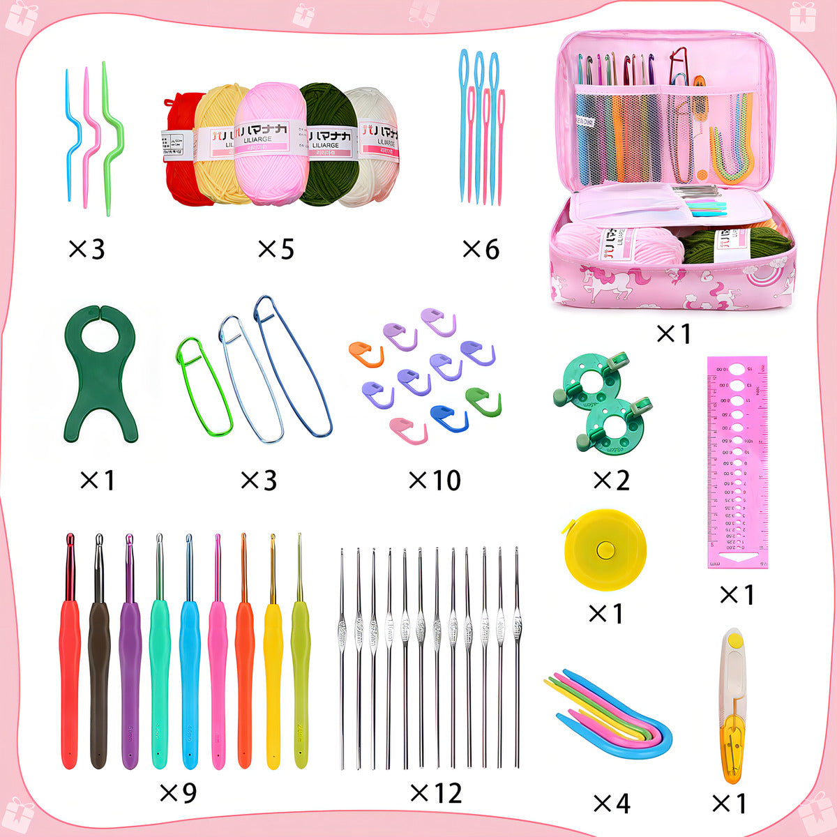 Kit Completo De Crochet Para Tejer Bordado De Set De Costura