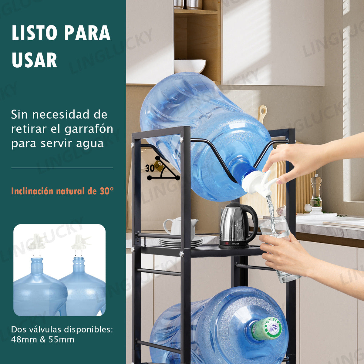 Porta Garrafones Agua 4 Piso+ 2 Válvula Dispensadora De Agua