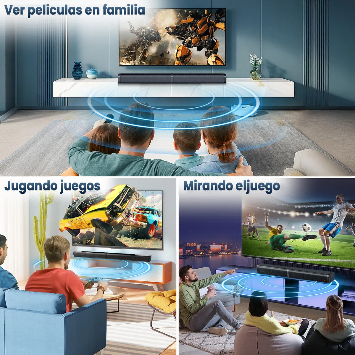 Vuekime Black Soundbar Home Theater 2.1 With Subwoofer, 100w Rms, 127/220v, Bluetooth, Hdmi, Usb, Optical Audio Input, Energy Efficiency A