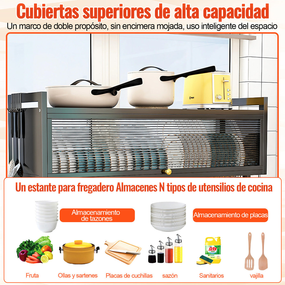 Escurridor De Trastes Sobre Fregadero Platos Con Puerta 85cm