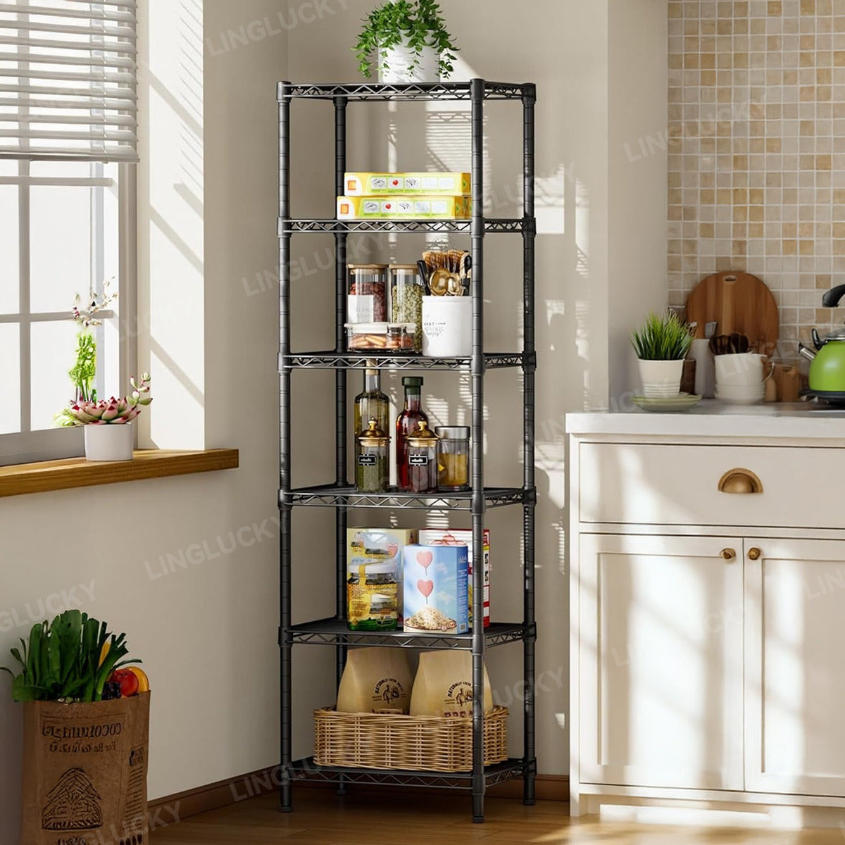 6 Niveles Hogar Anaqueles Cocina Estantes Baño Rack Metálico