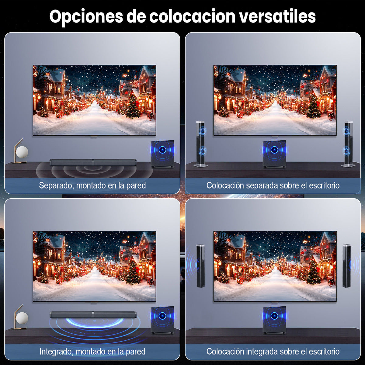 Vuekime Black Soundbar Home Theater 2.1 With Subwoofer, 100w Rms, 127/220v, Bluetooth, Hdmi, Usb, Optical Audio Input, Energy Efficiency A