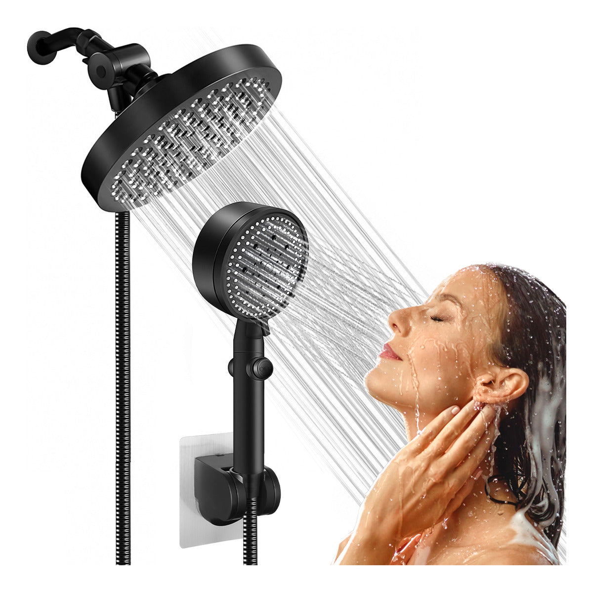 Regadera Redonda Tipo Lluvia 6''+ Ducha De Mano Alta Presión