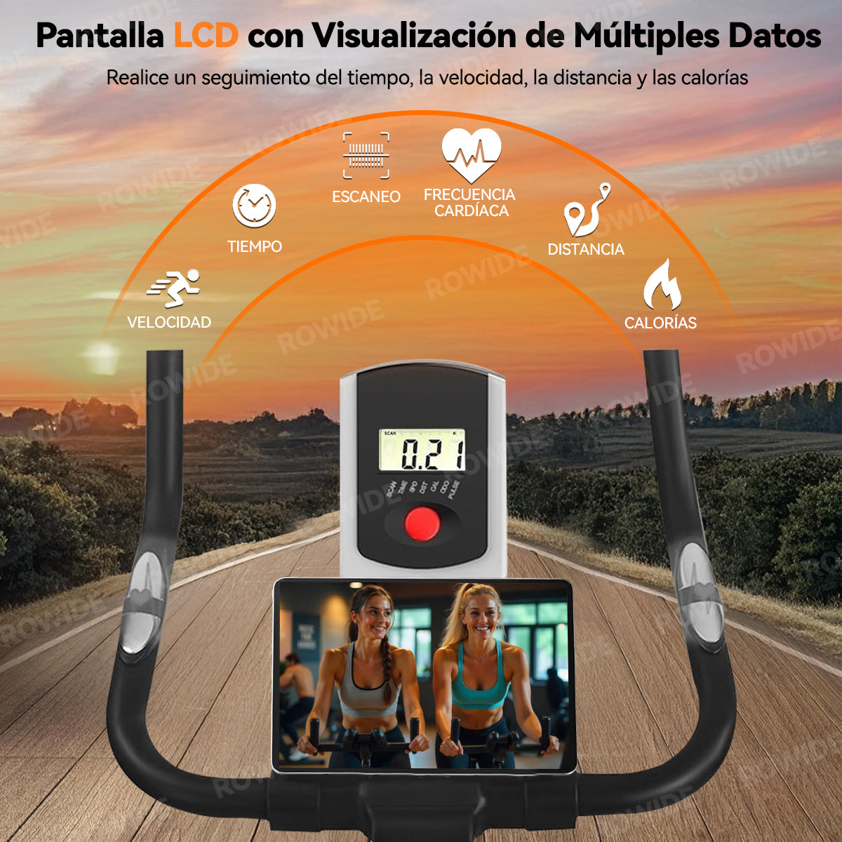 Rowide® Bicicleta Ejercicio Grande Fija Deportiva Spinning