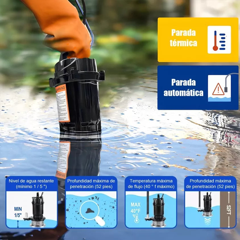 Bomba Sumergible Metálica 1/2 Hp Para Agua Limpia/ Sucia