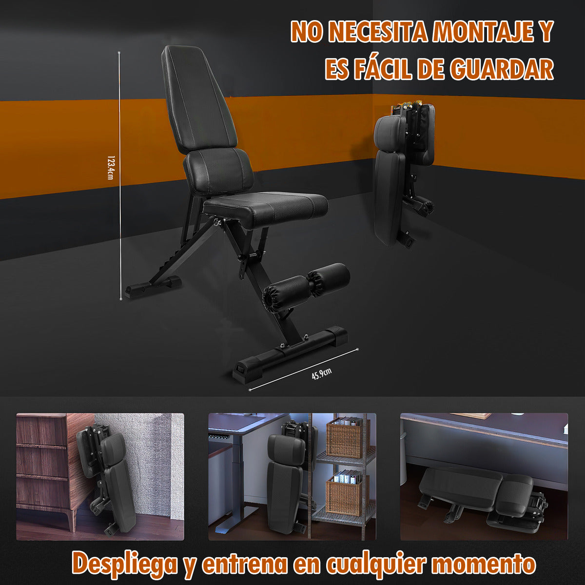 Banco Pesas Multiposiciones Plegable Ajustable Gym Ejercicio