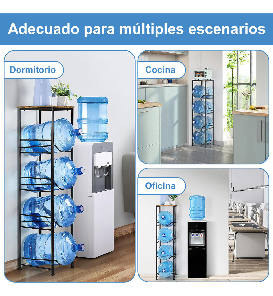 Rack Porta Garrafón Metálico 4 Niveles Para Garrafón De Agua