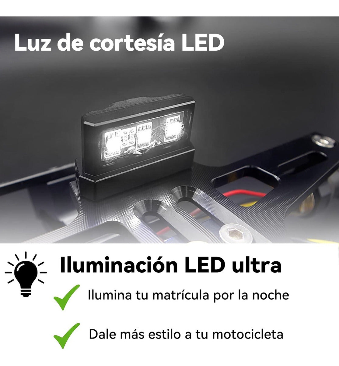 Soporte Placa Universal Para Moto Ajustable Con Luces Led