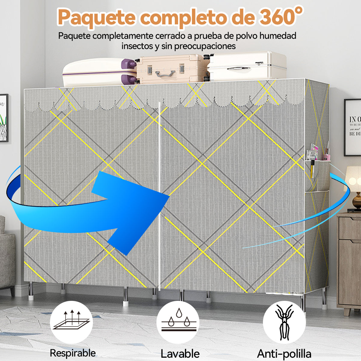 Closet Ropero Reforzado Portátil Aleación Pura 205cm Armable