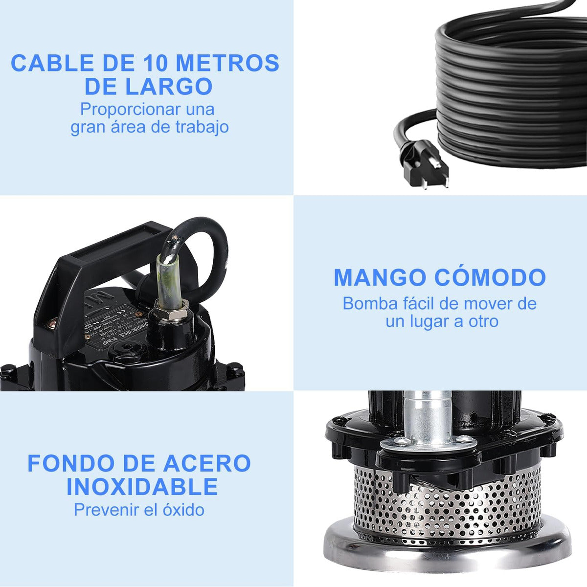 Bomba Sumergible Metálica 1/2 Hp Para Agua Limpia/ Sucia