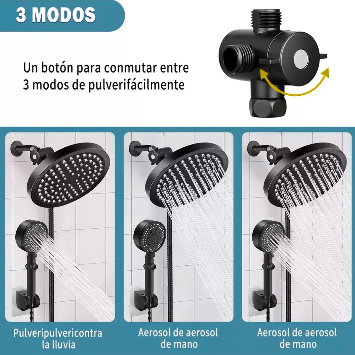 Shower Head Telephone Round High Pressure Shower Head Kit Color Black