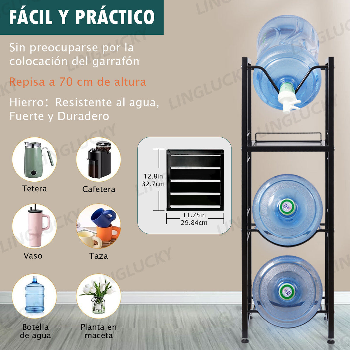 Porta Garrafones Agua 4 Piso+ 2 Válvula Dispensadora De Agua