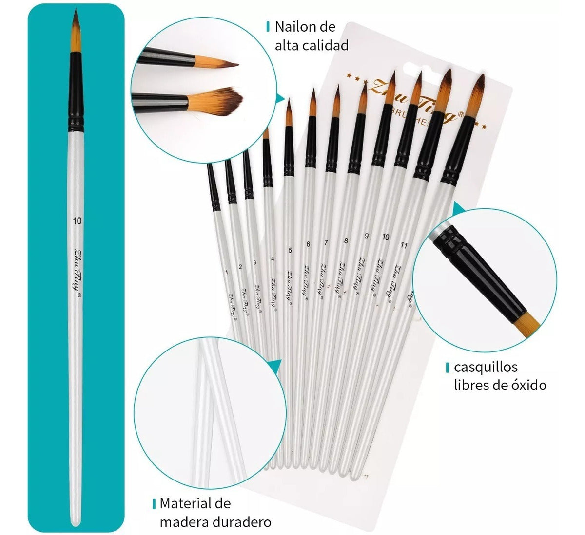 Juego De 24 Pinceles Para Acuarelas Hechos De Nailon