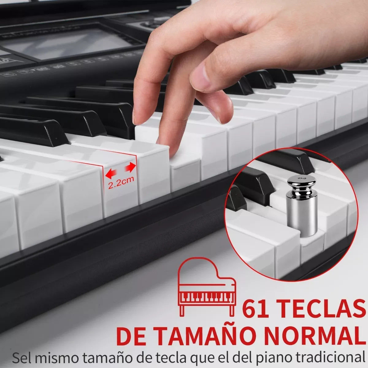 Dashline Cable De Sonido 61-key Bluetooth Keyboard, Black, Includes Pedals, Digital Display, Midi Interface, 200 Rhythms, Accessories Included