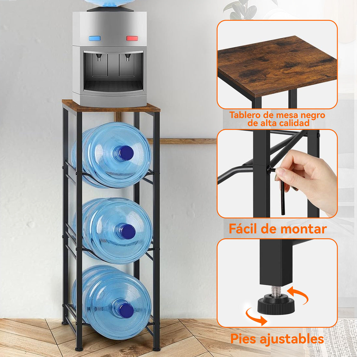 Rack Porta Garrafón Metálico 3 Niveles Para Garrafón De Agua