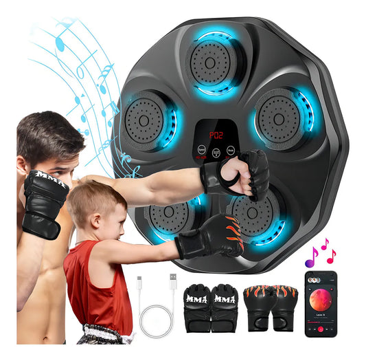 Rowide Maquina De Boxeo Musical Entrenador Inteligente Con Música Con 2 Pares De Guantes Adecuada Para Juegos Entre Padres E Hijos Deportes Y Fitness Regalo De Cumpleaños Negro
