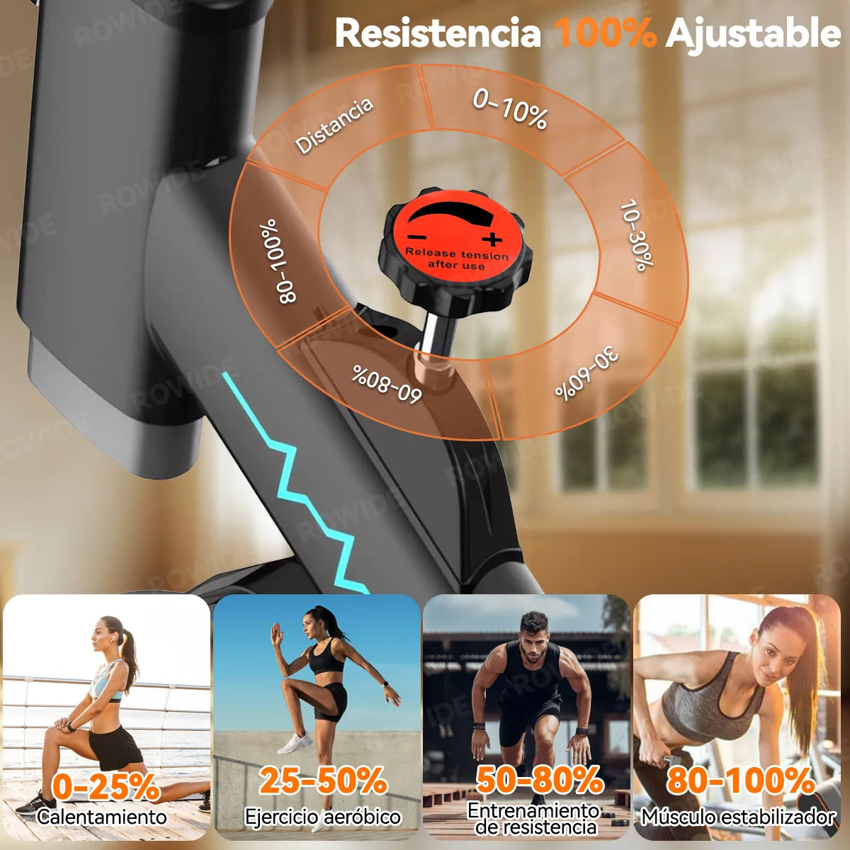 ROWIDE® Bicicleta Estacionaria Bicicleta Spinning para Ejercicio Bicicleta de Ejercicio Aeróbico para Interiores Bicicleta Estática con Altavoz Bluetooth para Gimnasio en Casa