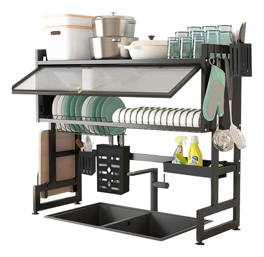 Escurre Cubiertos De 3 Niveles Con Puerta Sobre El Fregadero