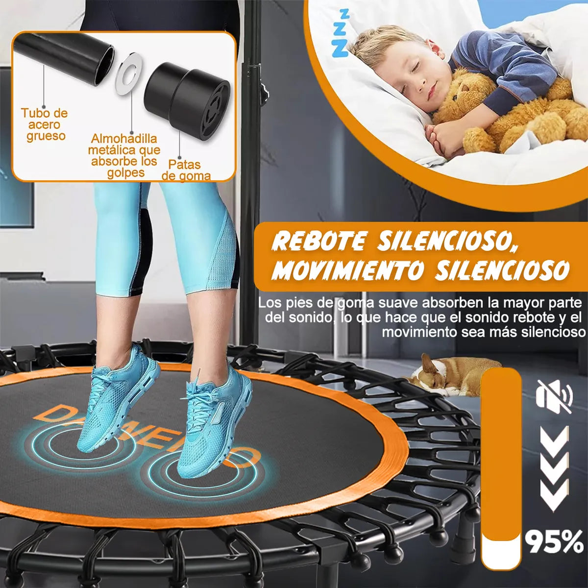 Trampolín Aeróbico Brincolín Fitness Ejercicio Ajustable T