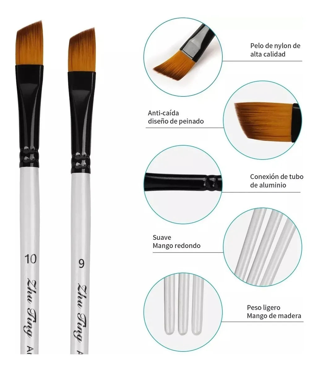 Juego De Pinceles De Nailon Para Acuarelas, 24 Piezas