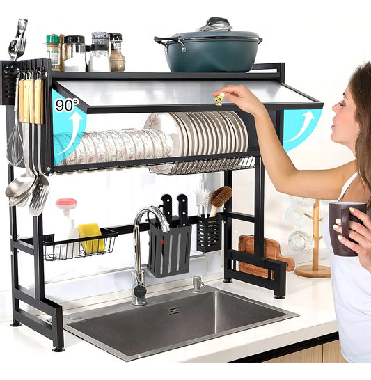 Escurridor de trastes sobre fregadero platos con puerta，Escurreplatos Y Escurreplatos De Cocinade 2 Niveles 65cm