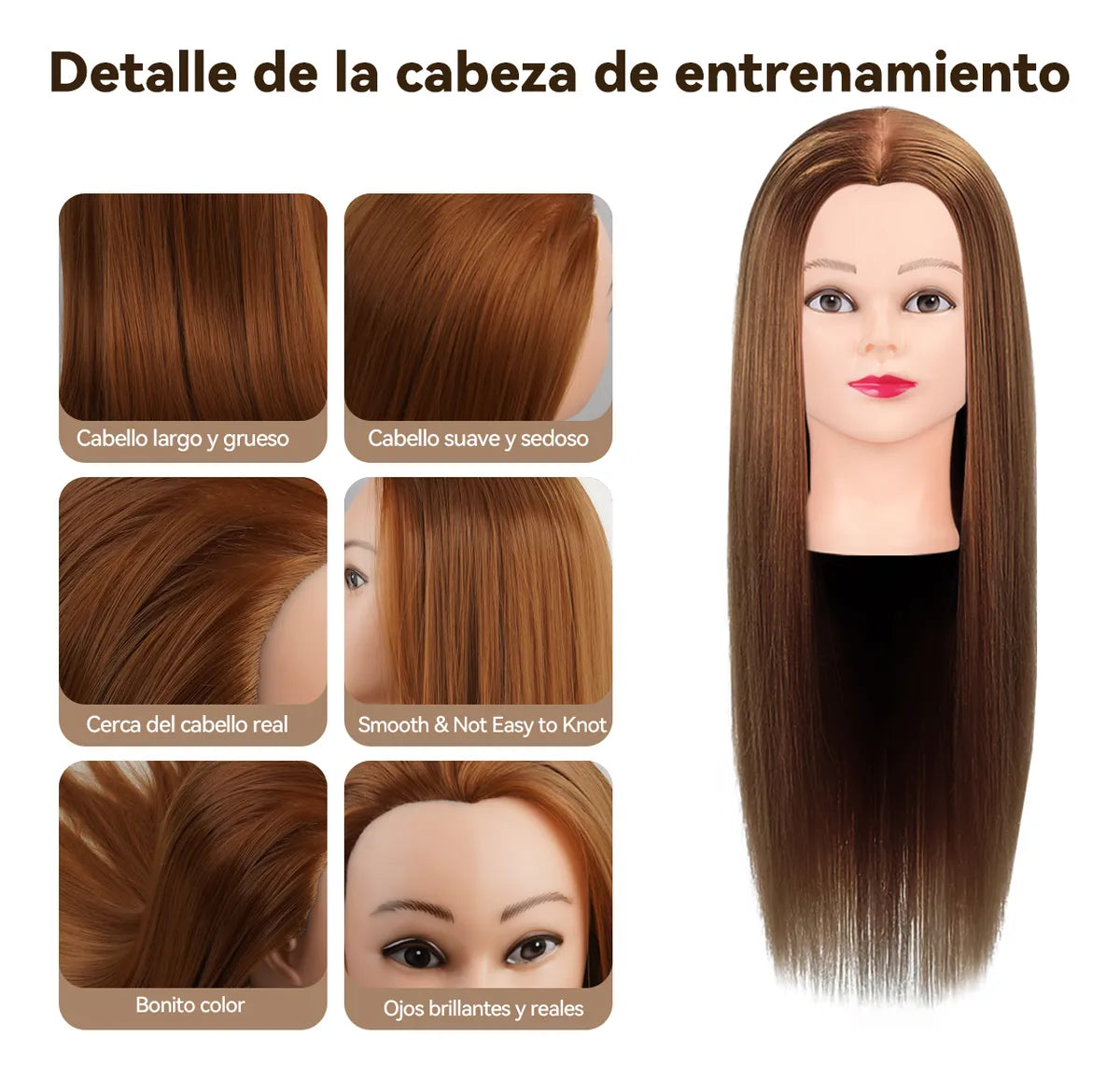 75cm Cabeza De Maniquí De Entrenamiento De Peluquería Dorado