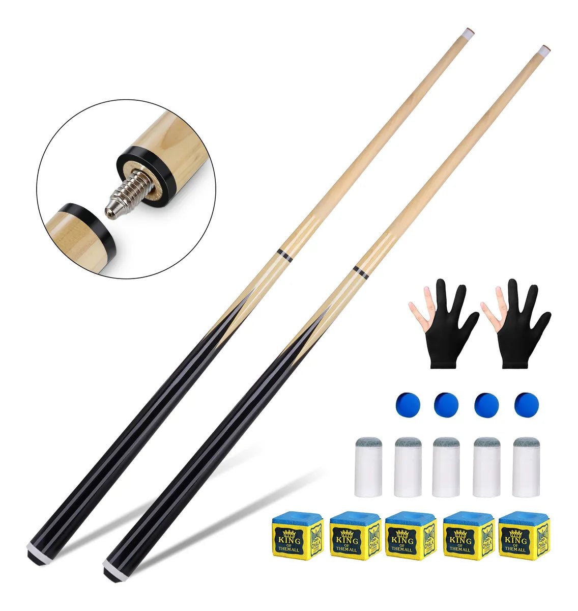 2 Tacos Billar De Maple Palos Snooker Desarmable Profesional