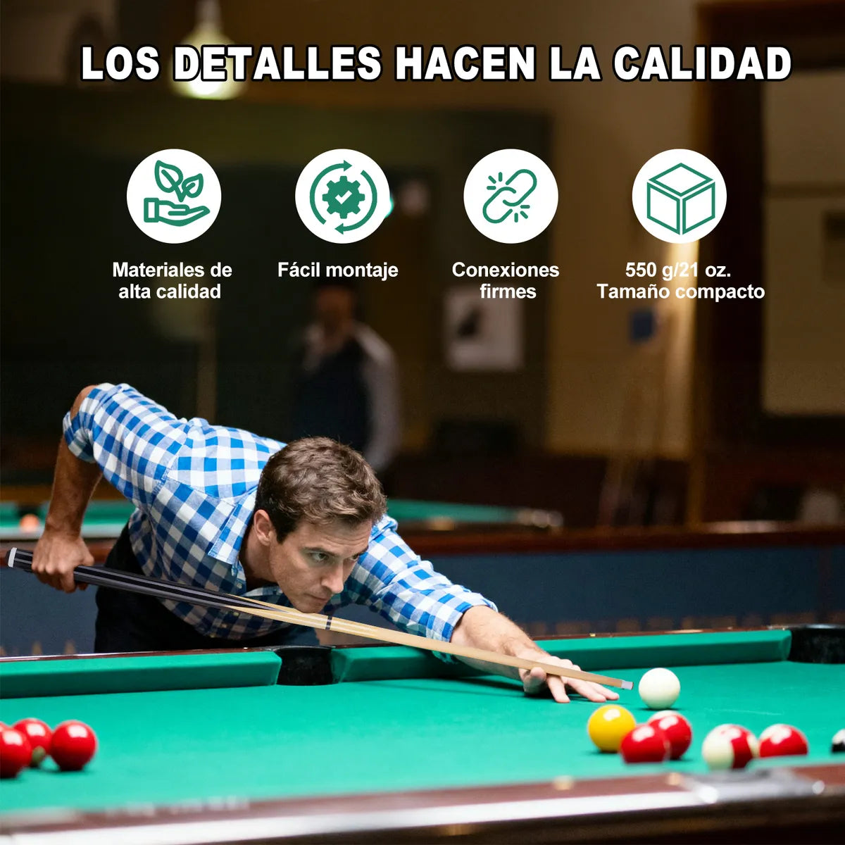 2 Tacos Billar De Maple Palos Snooker Desarmable Profesional